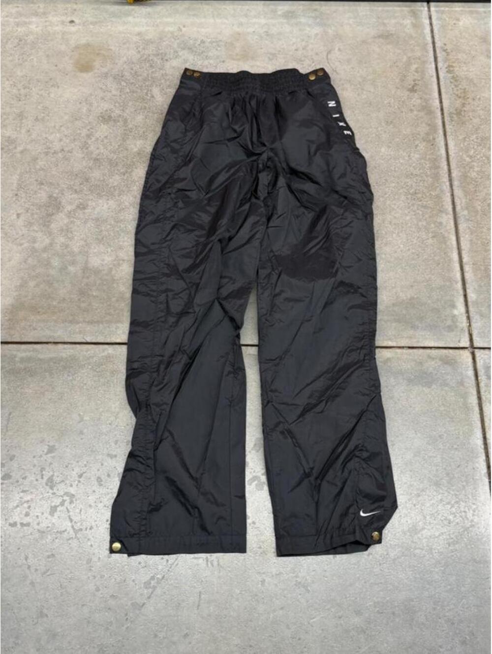 vintage nike black and white small swoosh nylon track pants size small